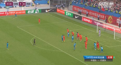 1694266657106053786.gif 【奥预赛】陶强龙点射乃比江绝杀 国奥2比1印度